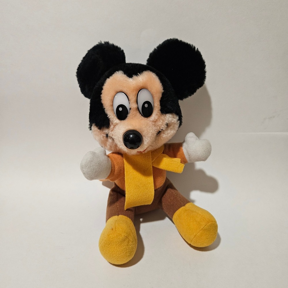 Vintage Mickey Mouse Christmas Carol Bob Cratchit Plush Disney Korea 7.5 inch